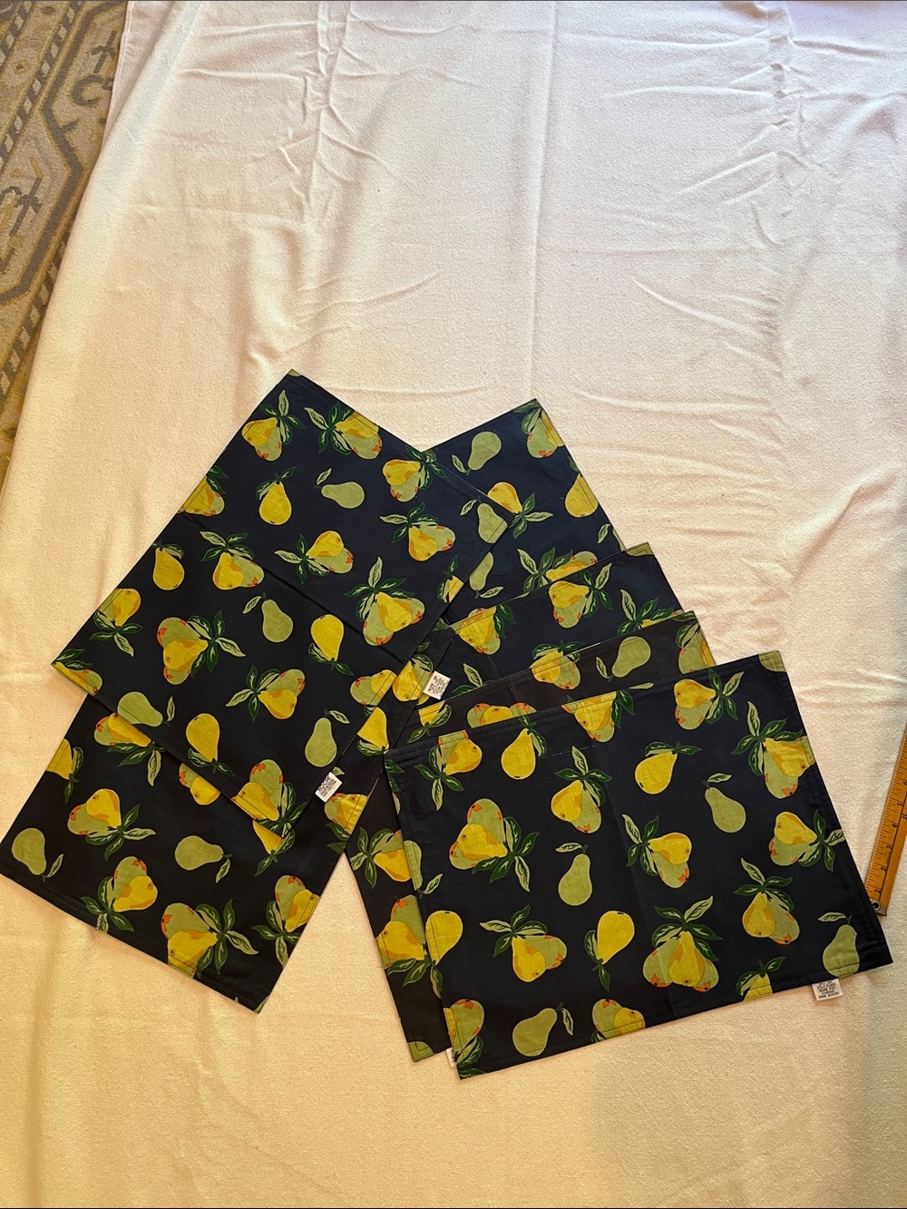 Lemon Print Cotton Placemats - Black